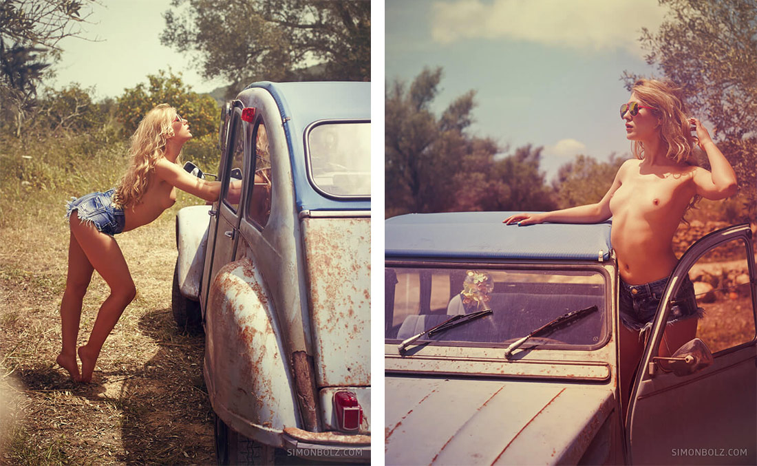 Simon Bolz avec Raphaella en 2cv, dodoche mythique